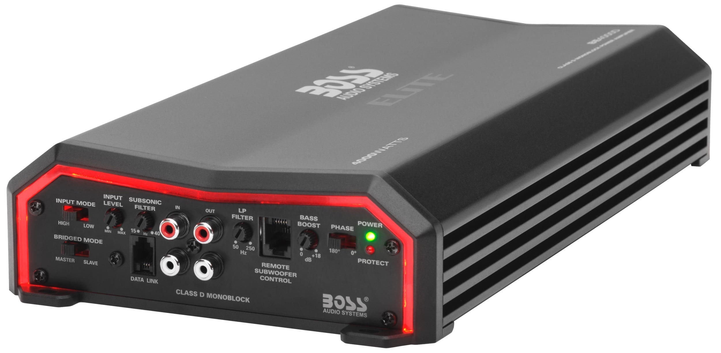 BOSS Audio Systems BE4000D Elite Series Car Audio Amplifier - 4000 High Output, Class D, Monoblock, 1/8 Ohm, High/Low Level Inputs, Low Pass Crossover, Hook Up To Stereo and Subwoofer