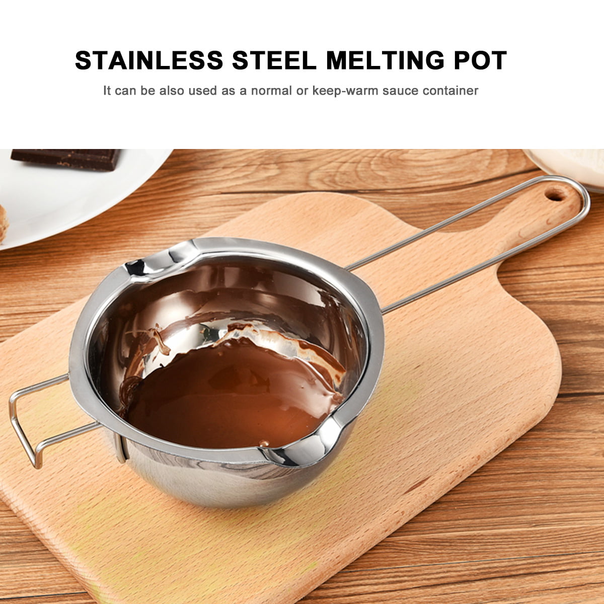 2 Pcs Long Handle Wax Melting Pot Stainless Steel Chocolate Butter Melting Pot