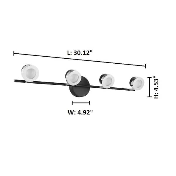 Mingo 30.12 in. Black/Chrome LED Track Lighting Kit with Black/Chrome Metal Shades
