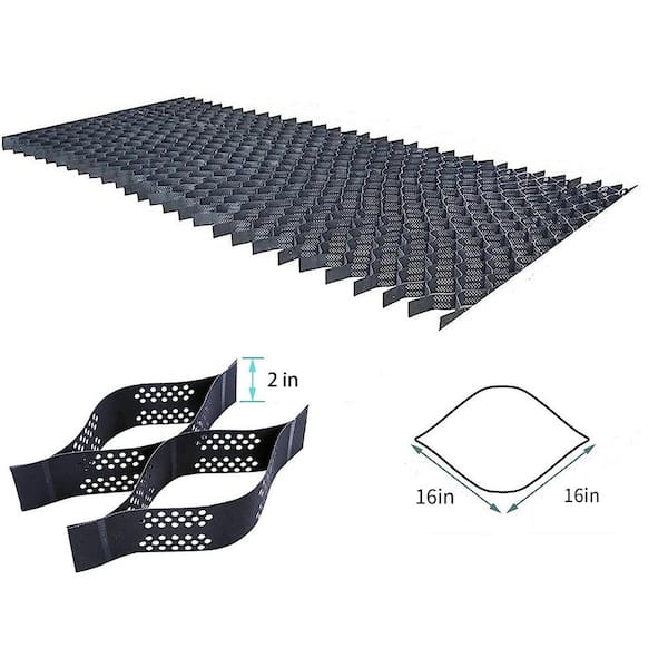 10 ft. x 16.5 ft. x 2 in. Plastic Ground Geo Grid Driveway Ground Pavers for Landscaping