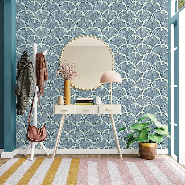 Novogratz Feather Palm Waverly Blue Peel and Stick Wallpaper (28 sq. ft.)