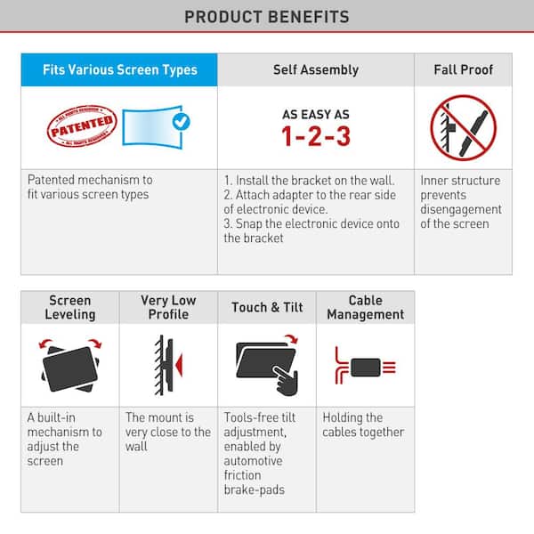 Barkan 13 in to 39 in Full Motion - 4 Movement Flat TV Wall Mount, up to 55 lbs, UL certified