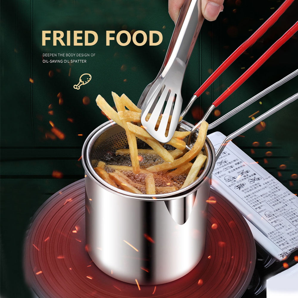KKMOL Stainless Steel Deep Fryer Pot with Basket Fryer Pan Kitchen Frying Cooking Tool