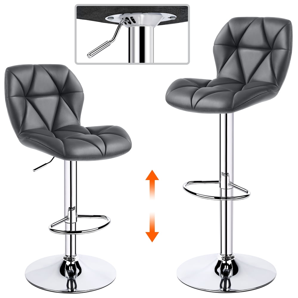 Alden Design Adjustable Counter-Height Faux Leather Modern Barstool, Set of 2, Gray