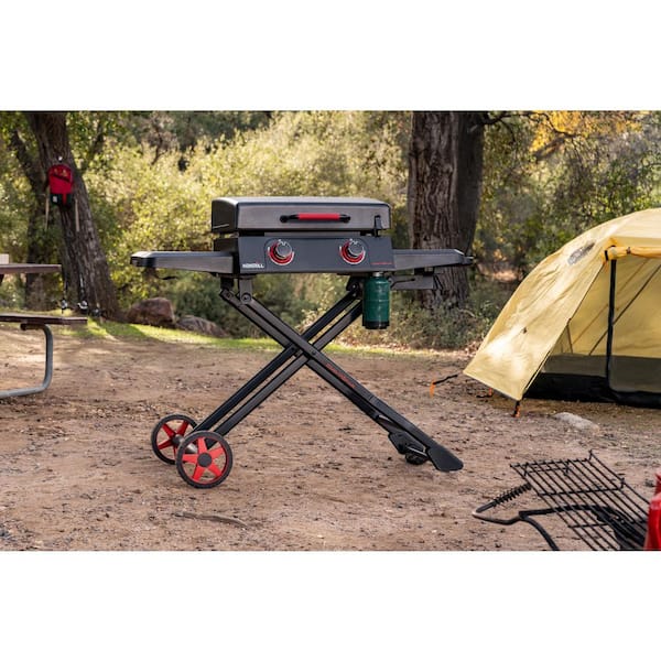 Daytona 2-Burner 21 in. Propane Gas Griddle with Foldable Cart in Black