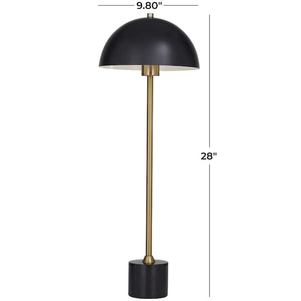 28 in. Black Metal Umbrella Style Task and Reading Desk Lamp with Marble Base