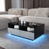 Hommpa Coffee Table with 4 Drawers LED Center Table Sofa Side Tea Tables Black High Gloss Finish
