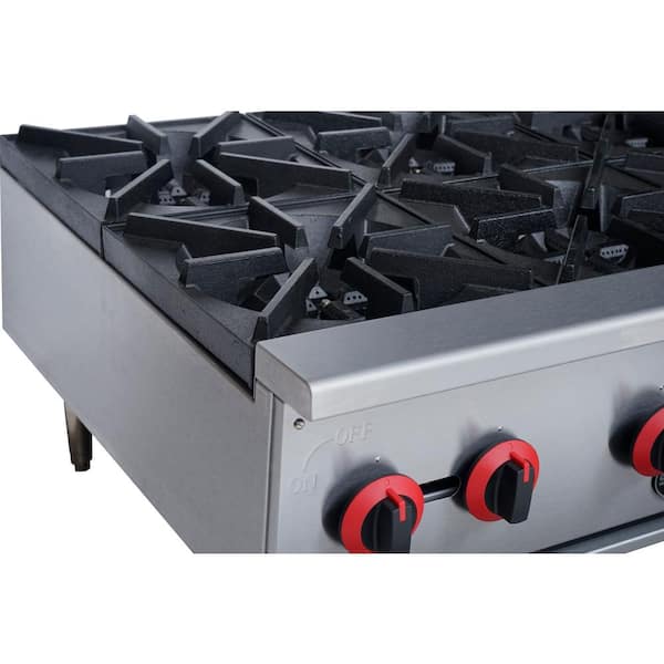 24 in. Commercial Gas Hotplate Cooktop in Stainless Steel with 4 Burners