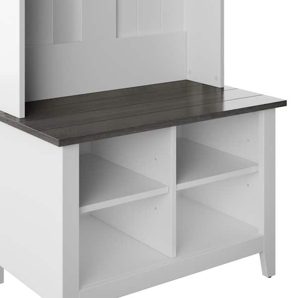 White Two Tone Hall Trees with Storage Bench