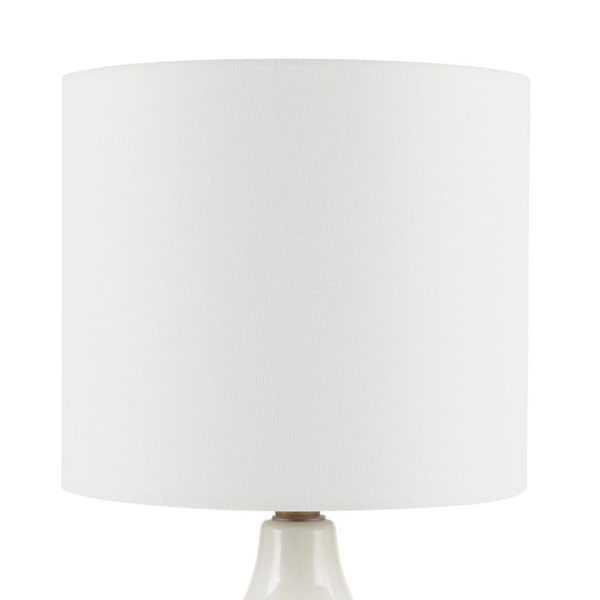 Saddlebrook 21.5 in. Cream Ceramic and Faux Wood Table Lamp with White Fabric Shade