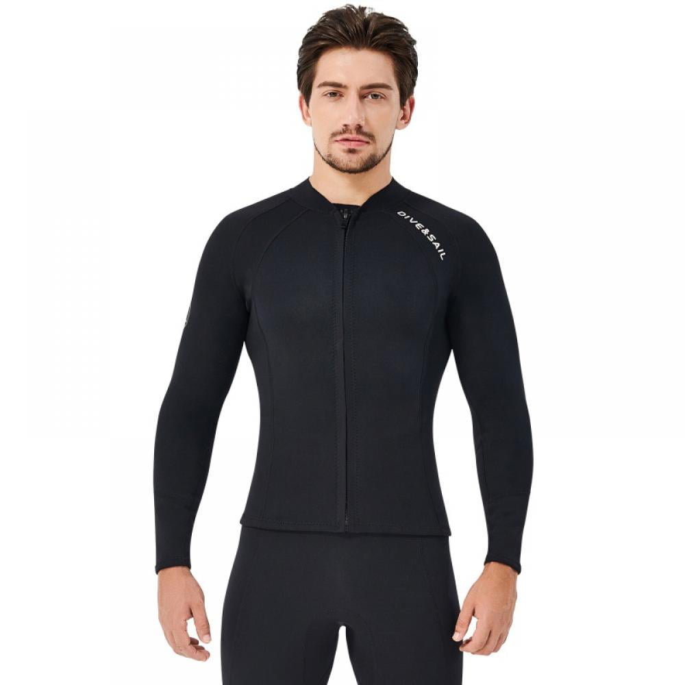 Wetsuit Top Men 3mm Neoprene Wetsuit Jacket Long Sleeve Wetsuit Shirt for Water Aerobics Diving in Cold Water