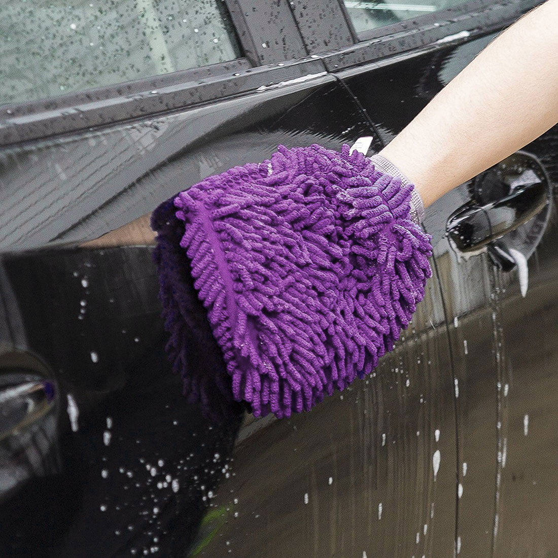 Buy 1 Get 1 Free l Car Cleaning Tool Purple Soft Mitt Microfiber Chenille Auto Wash Washing Cleaning Glove 2 Pcs Total