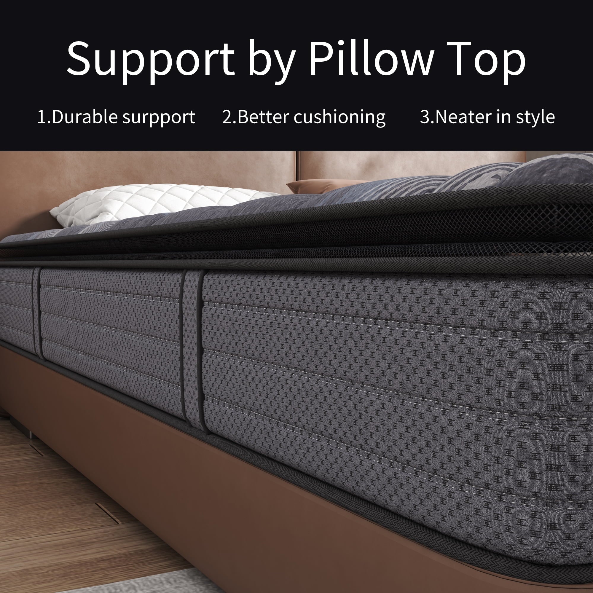 mattress in a box,NISIEN 10 Inch Hybrid Mattress, Gel Memory Foam Mattress,Individually Wrapped Pocket Coils Innerspring Mattress,100-Night Free Trial