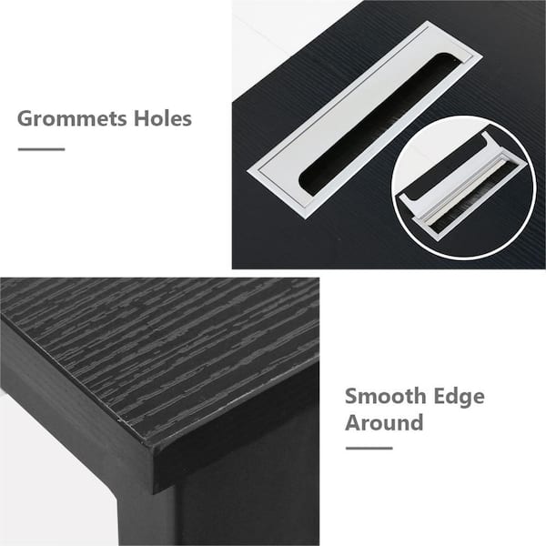 Cassey 94.48 in. Rectangular Black/White Engineered Wood and Metal Computer Desk Conference Table Meeting Seminar Table