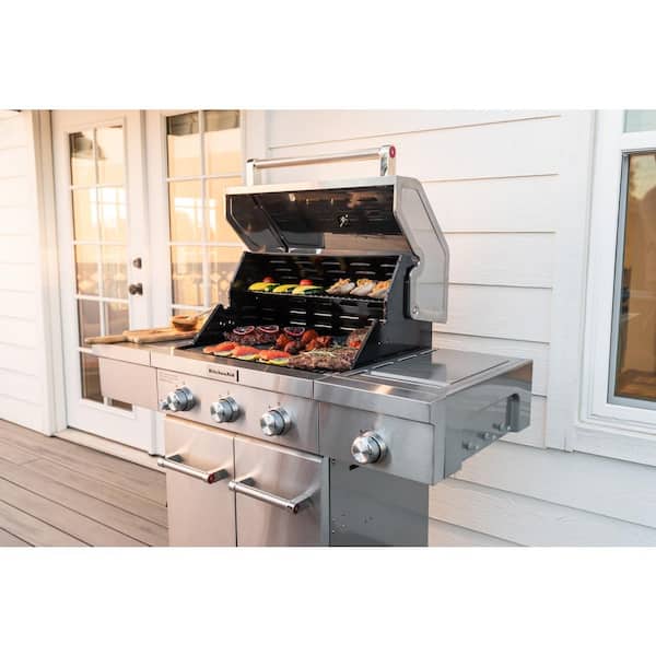 3-Burner Propane Gas Grill in Stainless Steel with Ceramic Sear Side Burner