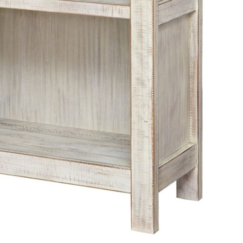 X Shape Back Bookcase With 3 Open Shelves And 1 Open Compartment, White- Saltoro