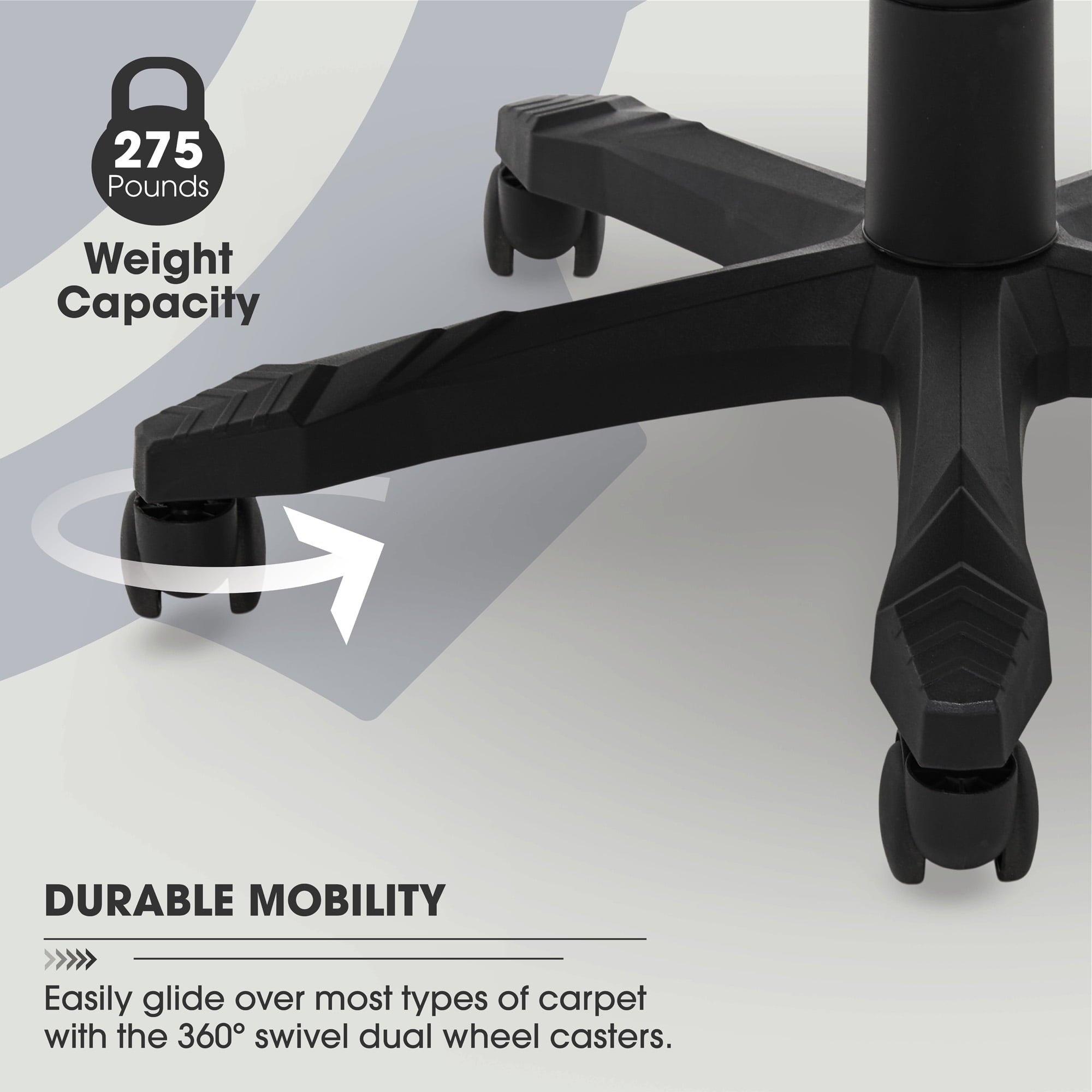 Gamer Gear Gaming Office Chair with Extendable Leg Rest, Black Fabric Upholstery