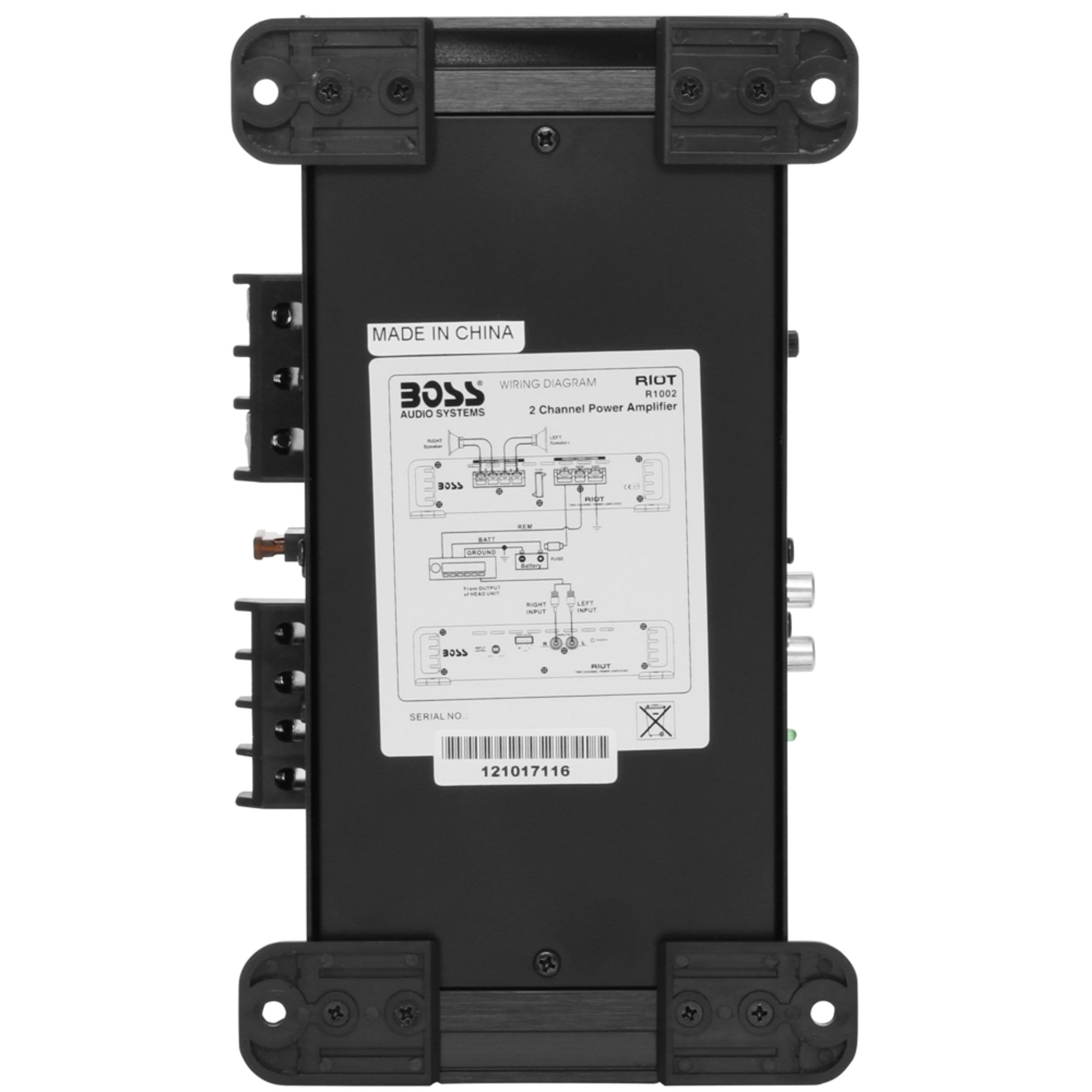 BOSS Audio Systems R1002 Riot Series Car Audio Stereo Amplifier - 200 High Output, 2 Channel, Class A/B, 2/4 Ohm Stable, Low/High Level Inputs, Full Range, Subwoofer