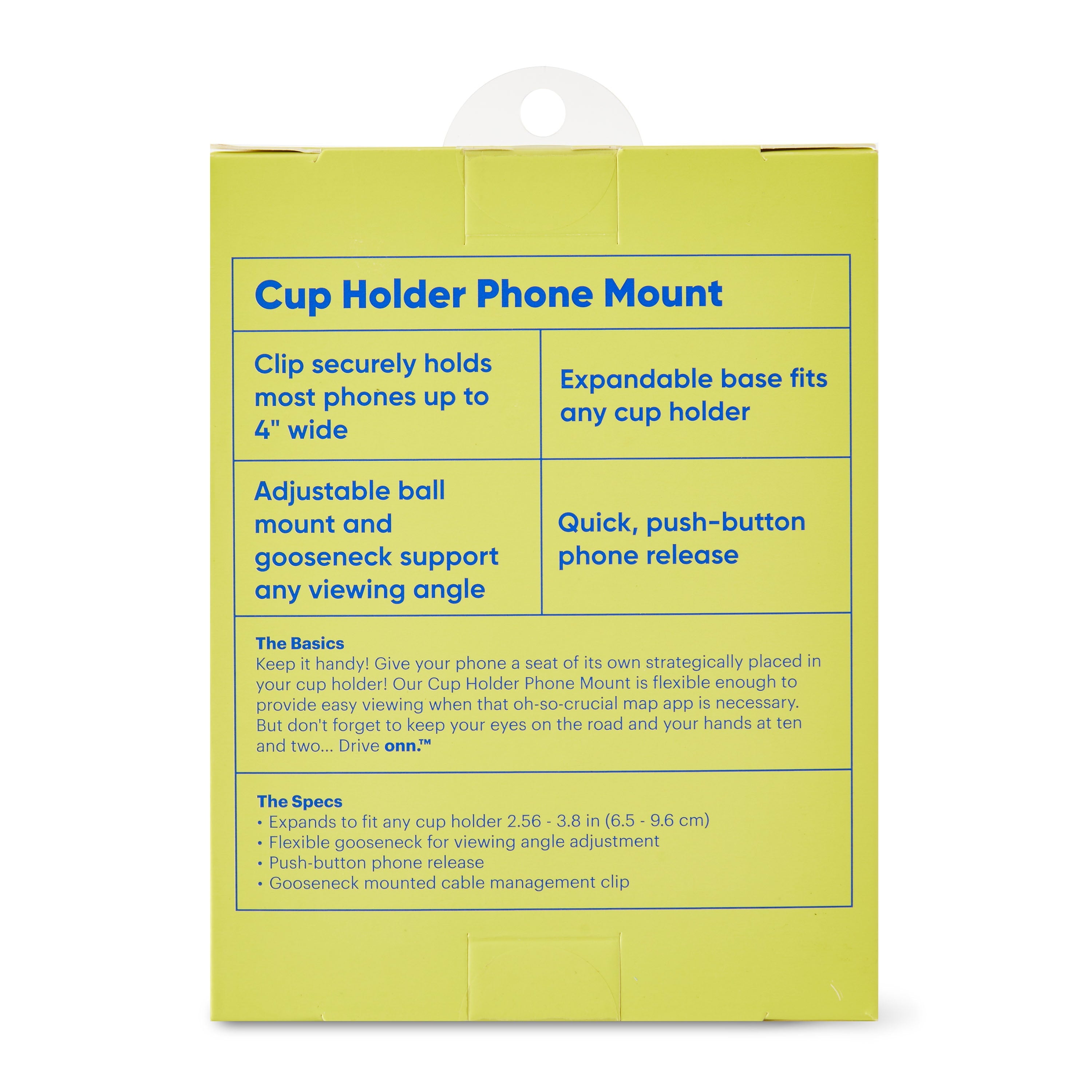 onn. Cup Holder Phone Mount