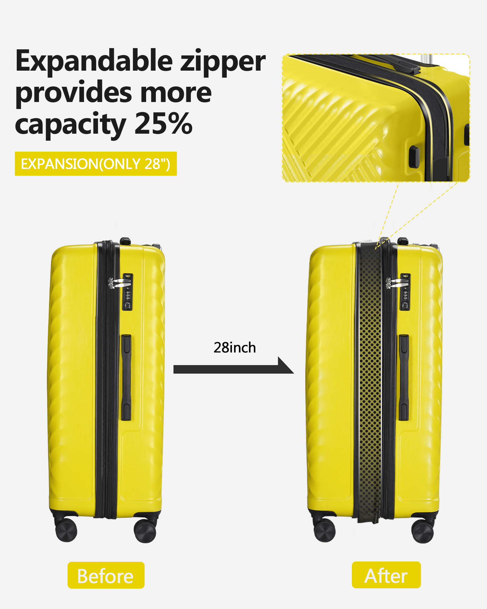 3 Piece Set Luggage Set Expandable(only 28