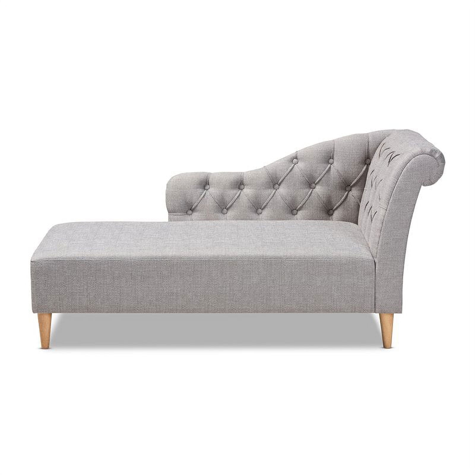 Bowery Hill Grey Upholstered Oak Finished Chaise Lounge