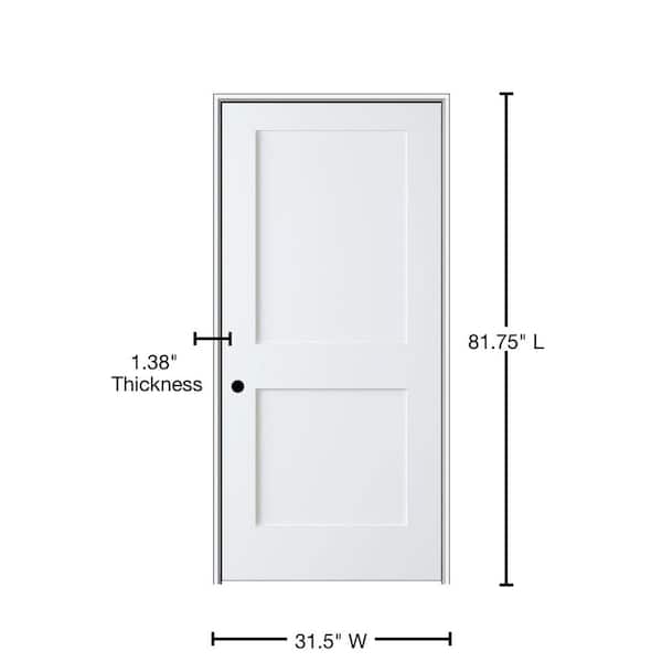 Shaker Flat Panel 30 in. x 80 in. Right Hand Solid Core Primed HDF Single Pre-Hung Interior Door with 4-9/16 in. Jamb