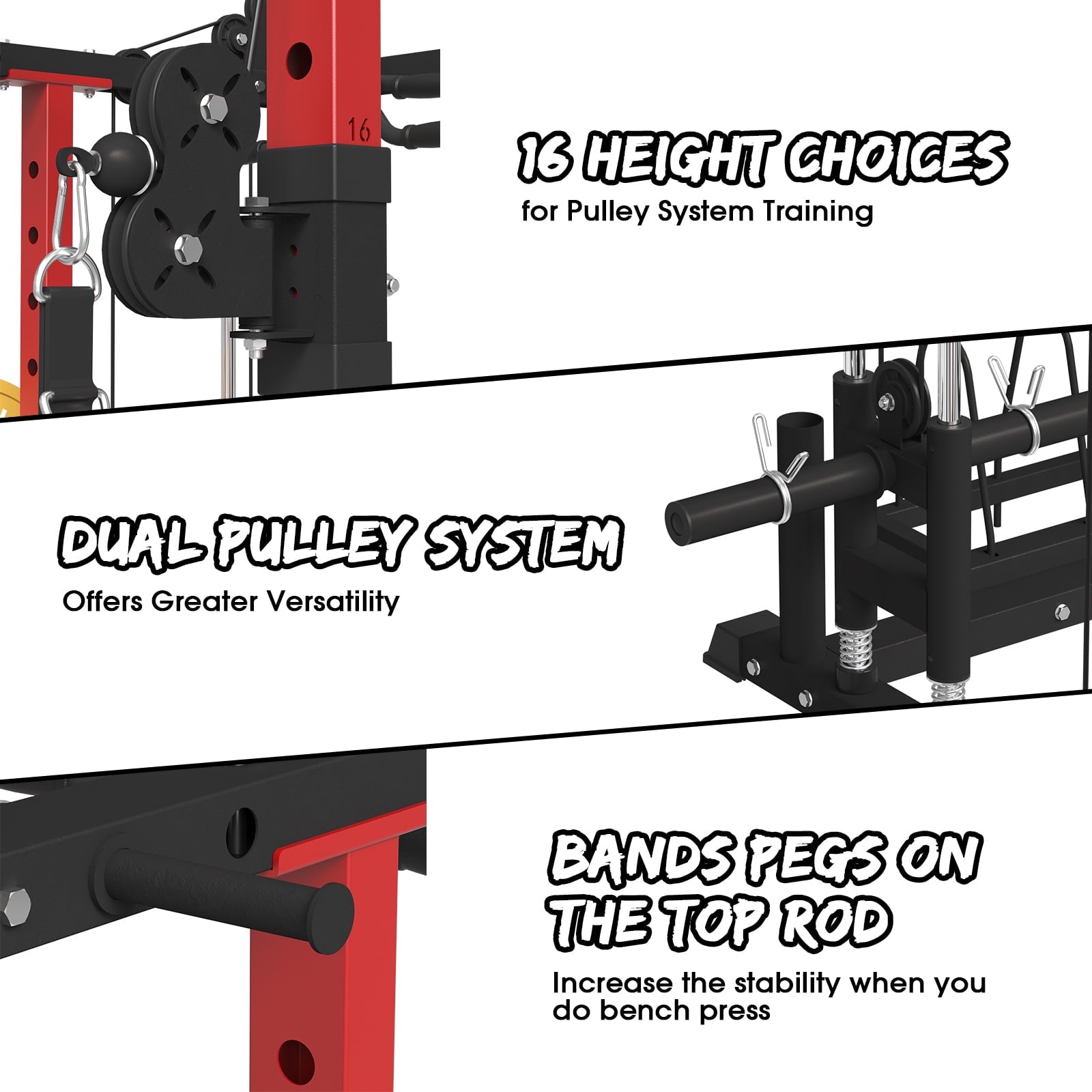Mikolo Multi-Functional Power Rack, Power Cage with Dual Pulley System, Strength Training Squat Rack, Cable Crossover Machine Home Gym