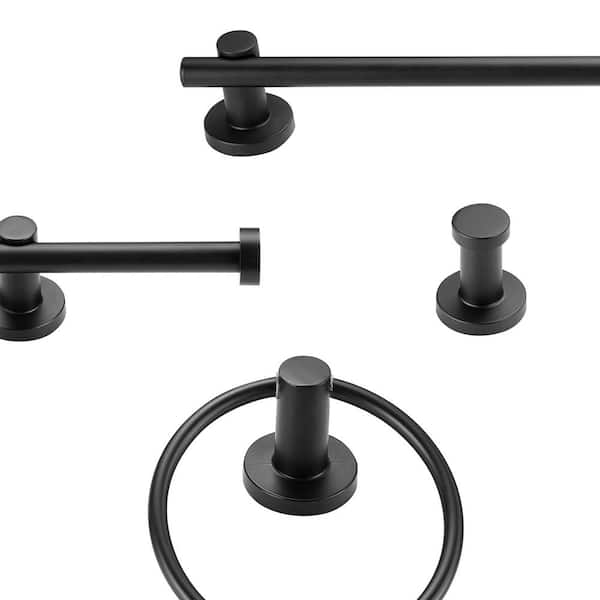Brooklyn 24 in. 3-Light Matte Black Vanity Light with Bath Set (5-Piece)