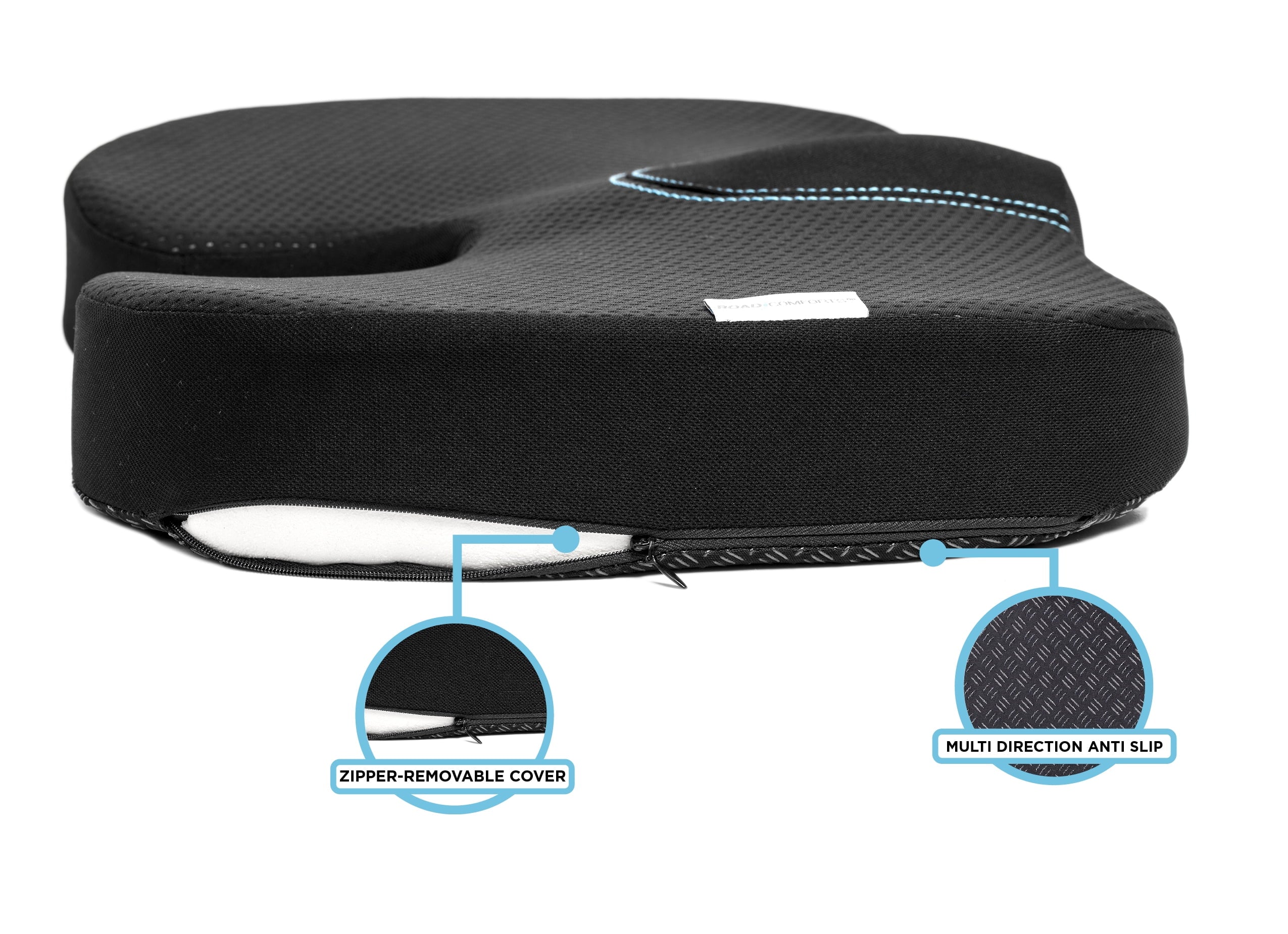 Auto Drive Seat Cushion Natural Latex Black Universal Fit, 1 Piece