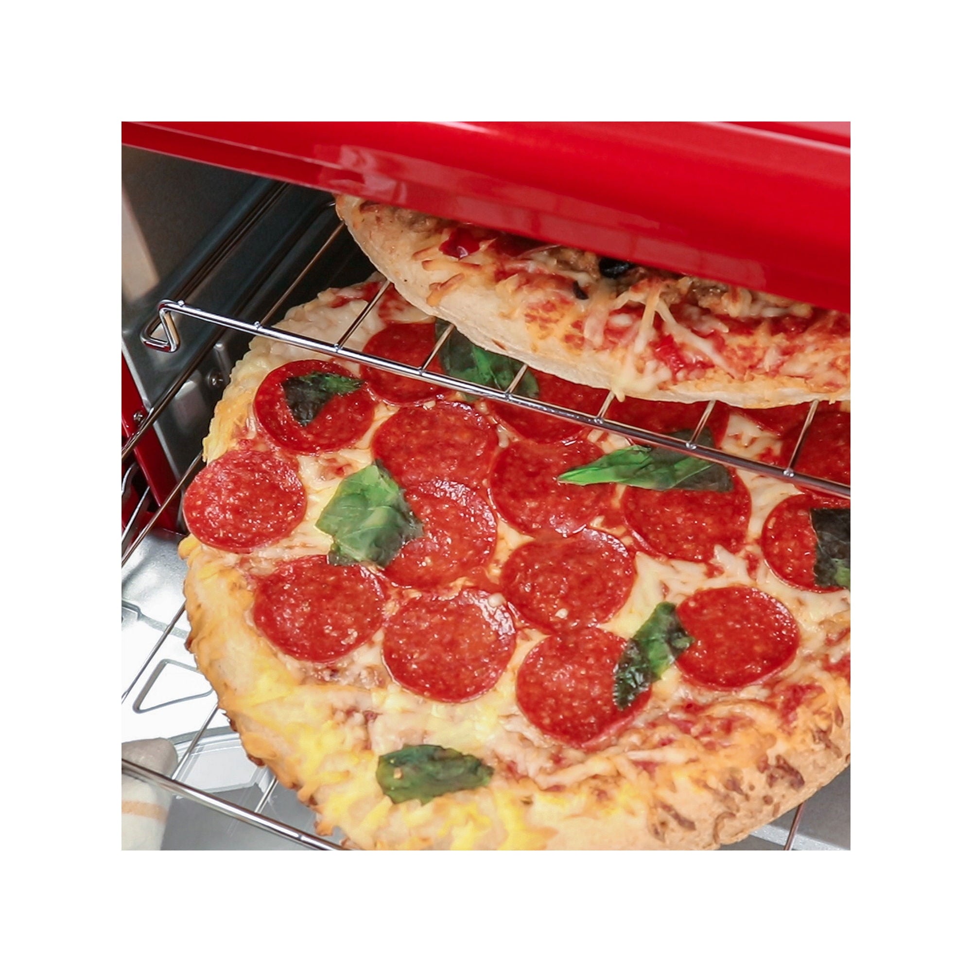 Nostalgia RTOV2RR Large-Capacity 0.7-Cu. Ft. Capacity Multi-Functioning Retro Convection Toaster Oven, Retro Red