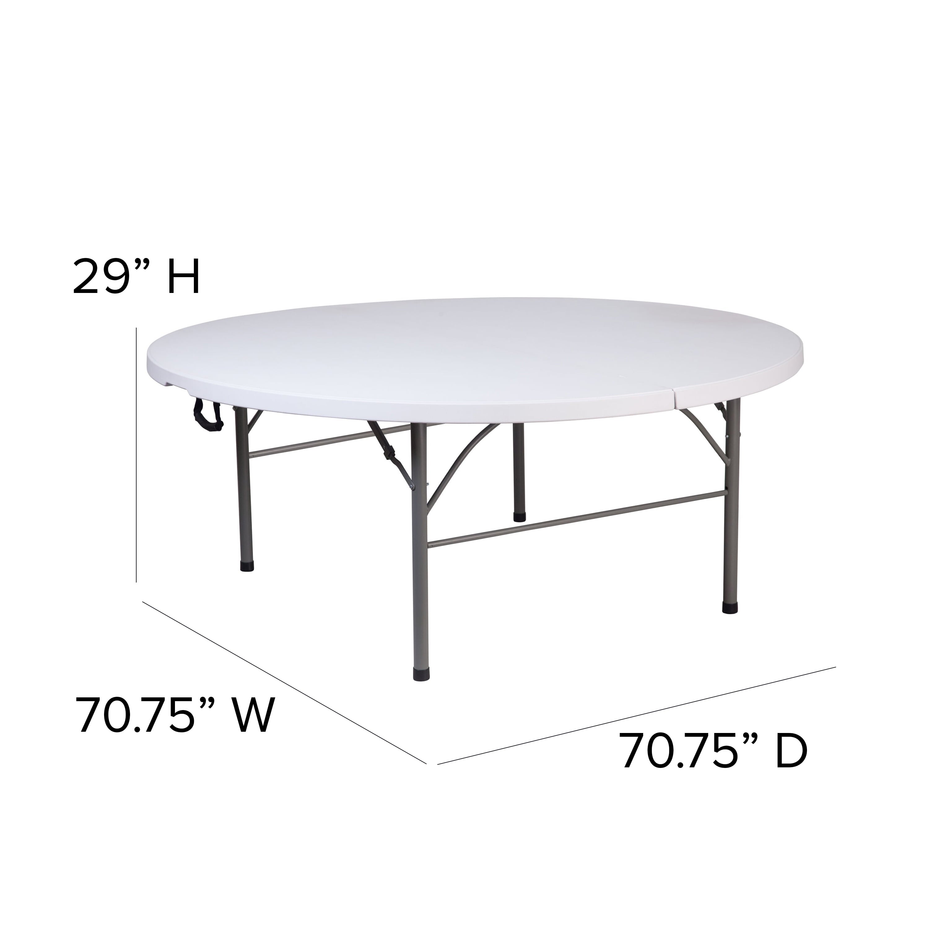 BizChair 5.89-Foot Round Bi-Fold Granite White Plastic Banquet and Event Folding Table with Carrying Handle