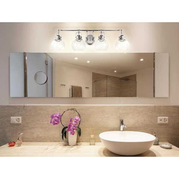 Shirley 34 in. 4-Light Metal/ Bubbled Glass Chrome Vanity Light