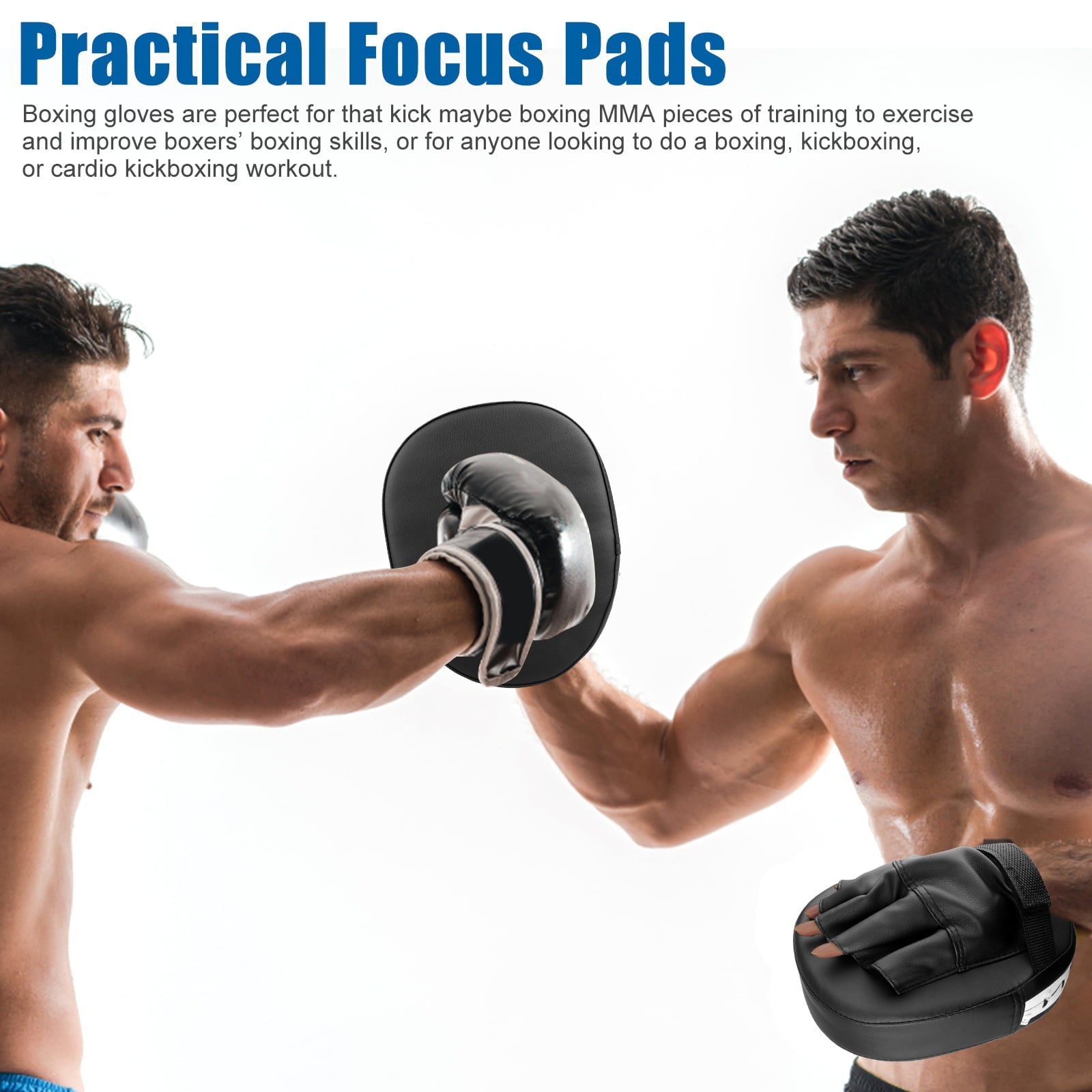 2pcs Boxing Mitts, EEEkit MMA Punching Boxing Training Hand Pads PU Leather Punching Kicking Palm Pads Training Boxing Target Pad,  Ideal for Karate, Muay Thai Kick, Sparring