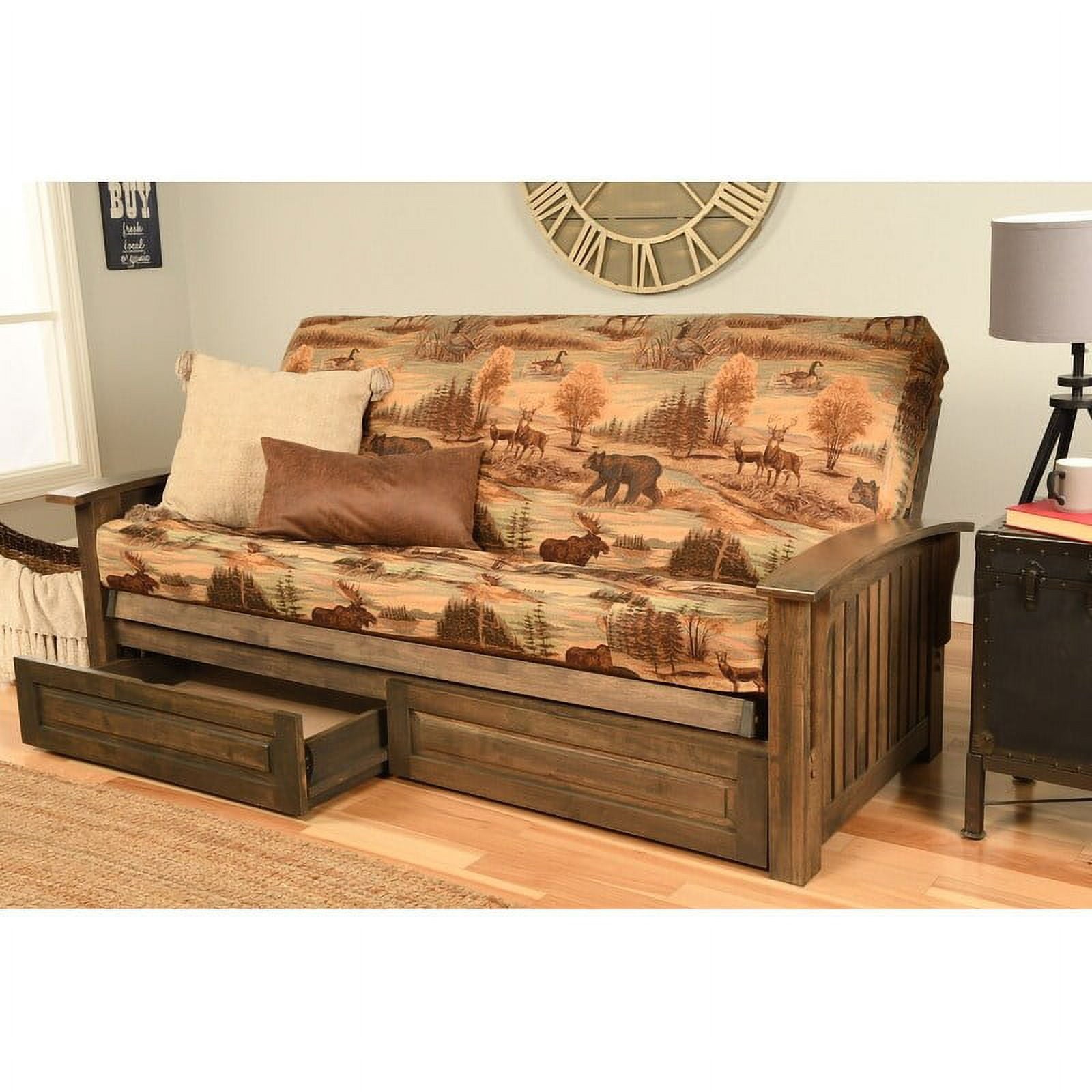 Copper Grove  Cayenne Rustic Walnut Storage Futon Set with Mattress peter's cabin