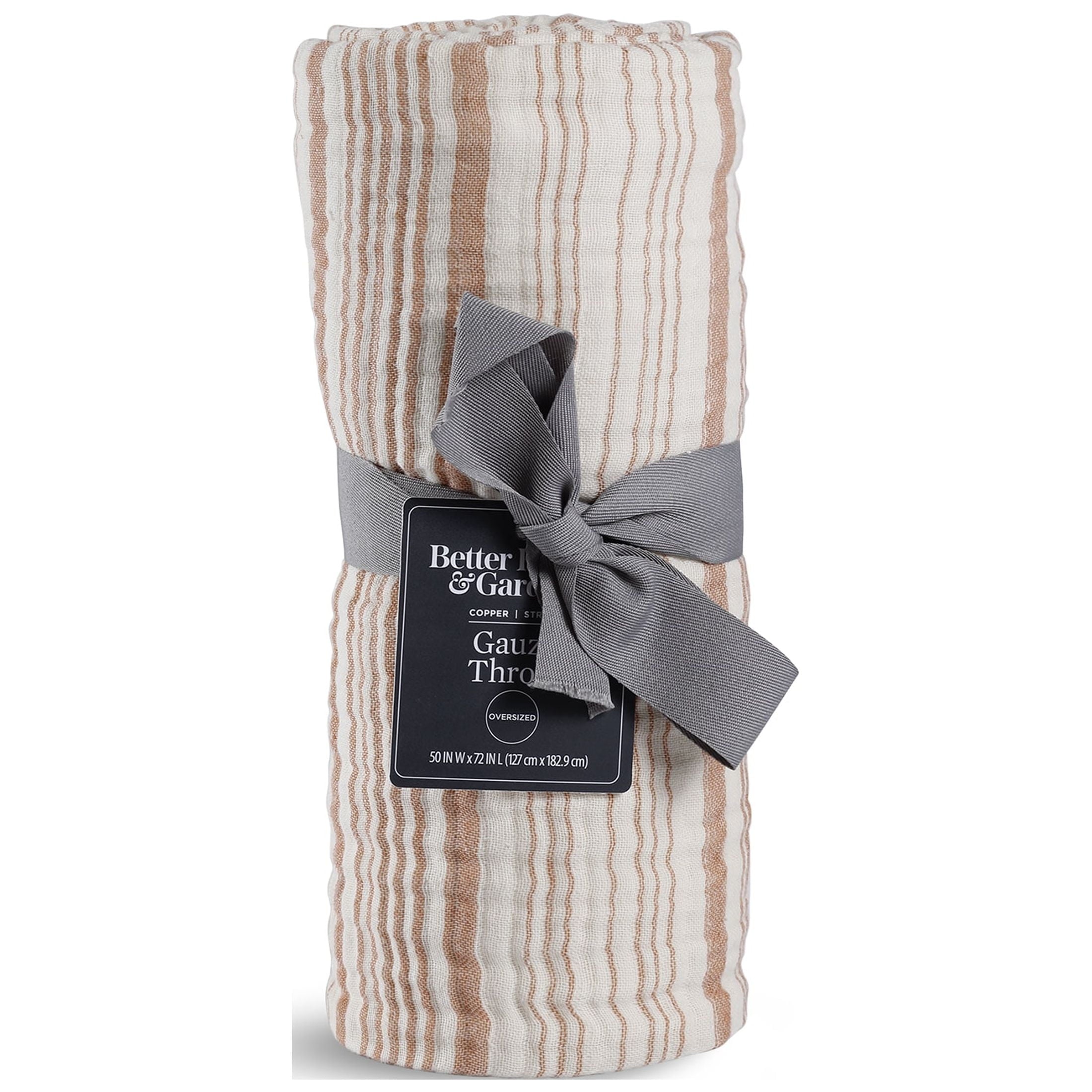 Better Homes & Gardens Striped Gauze Throw, Copper Stripe, 50