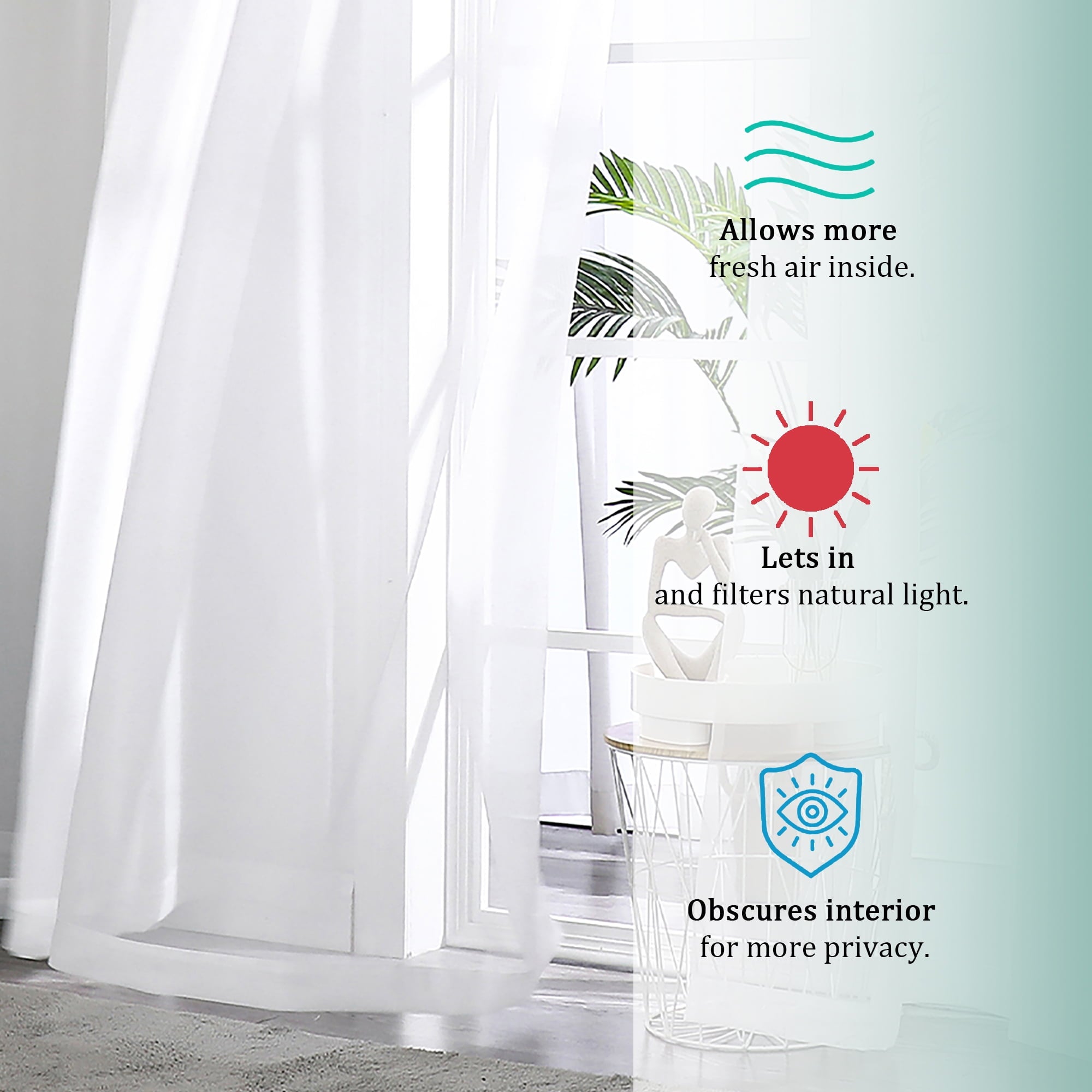 OVZME White Sheer Curtains 84 Inch Length 4 Panels, Semi Transparent Voile Rod Pocket Sheer Window Drapes for Bedroom Bed Canopy Living Room Dining Wedding Party Backdrop, 4 Pack of 40W x 84L inch