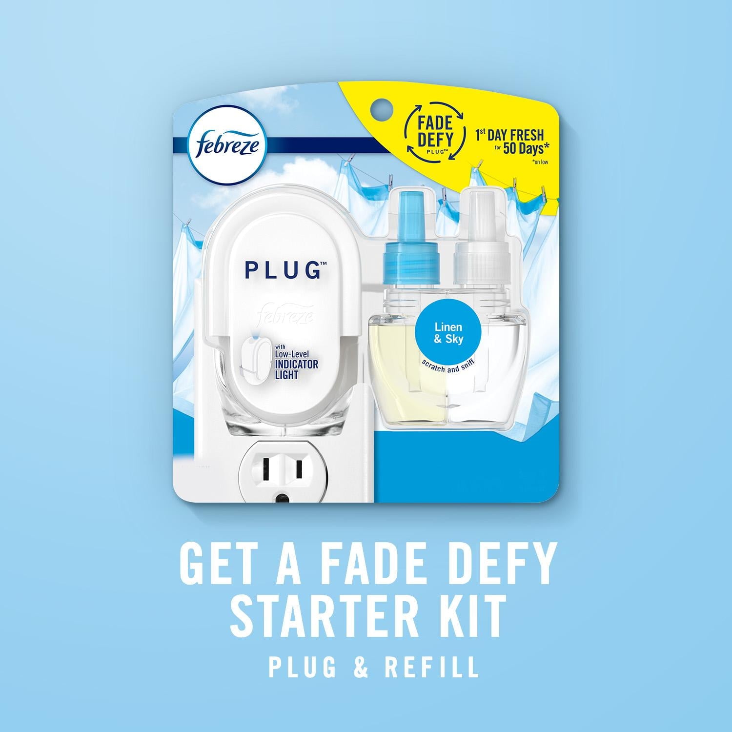 Febreze Fade Defy PLUG Air Freshener Refill, Downy April Fresh, (3) .87 fl. oz. Oil Refills