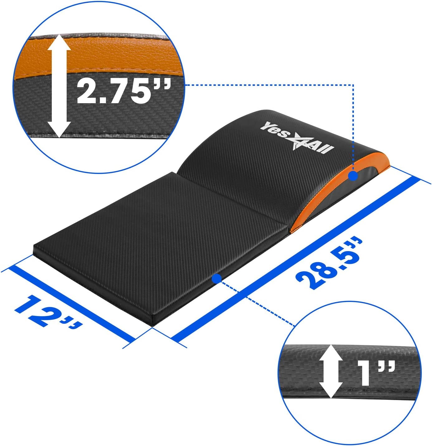 Yes4All Ab Exercise Mat with Tailbone Protecting Pad for Abs Workouts (Orange)