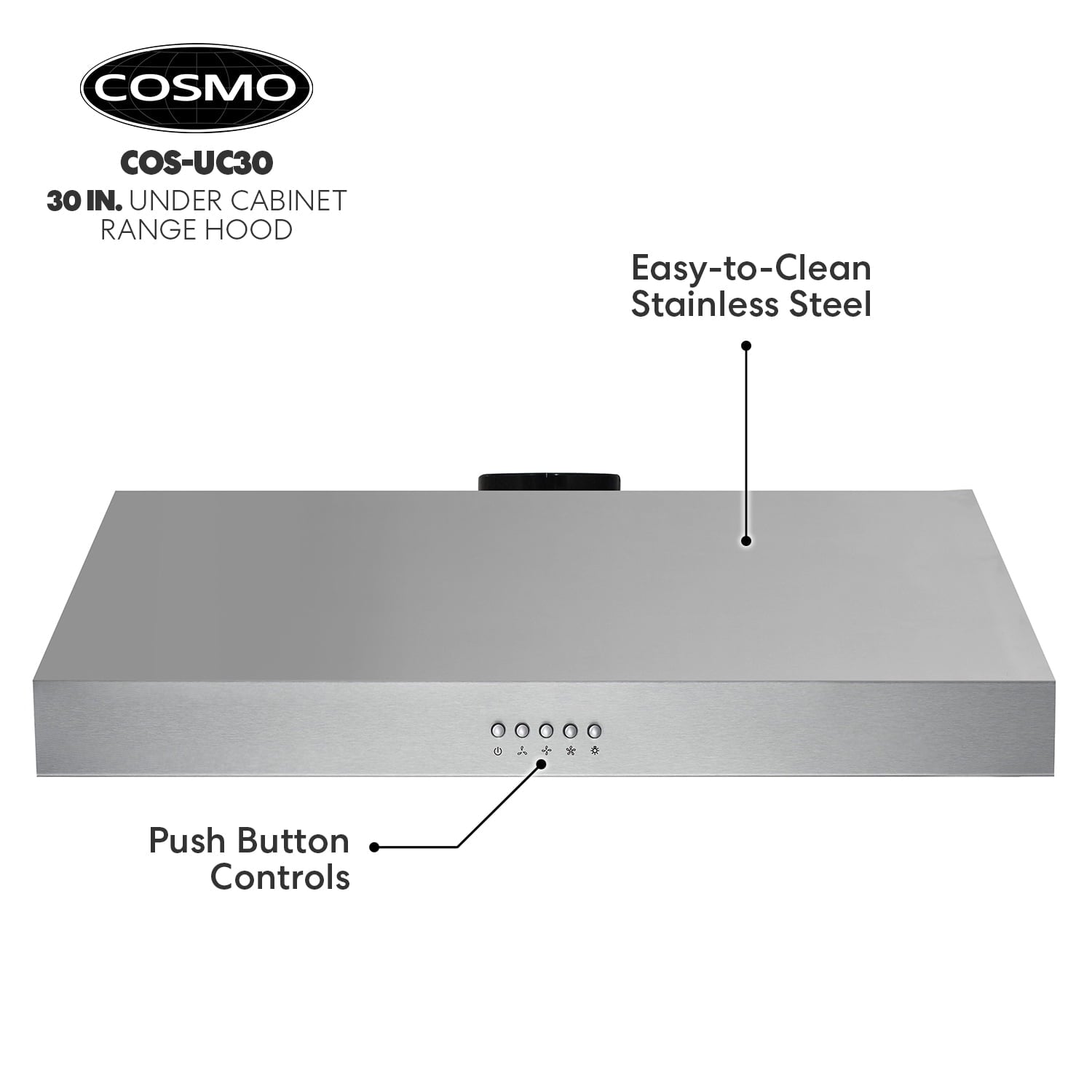Cosmo Range Hoods UC30 30 in. 380 CFM Ductless Under-Cabinet Range Hood