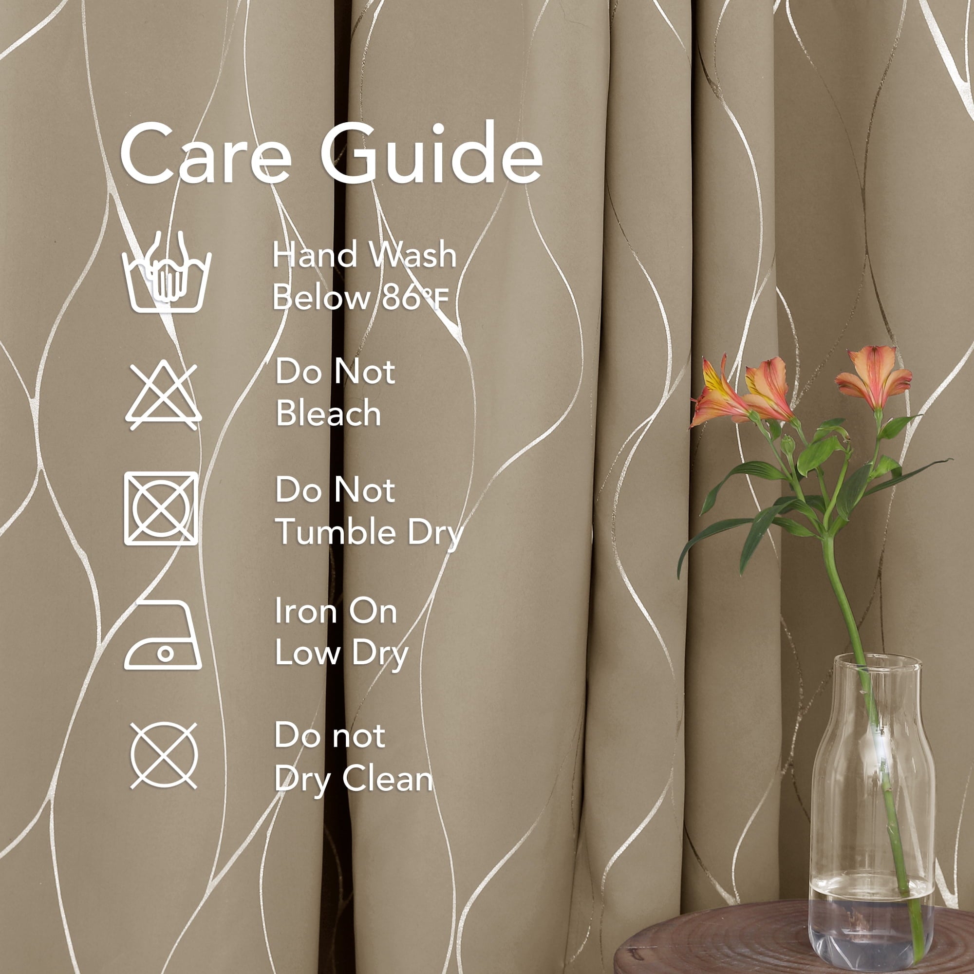 Deconovo Silver Wave Foil Print Blackout Curtains Grommet Light Blocking Curtain Room Darkening Noise Reducing WindoWDraperies 52Wx 84L inch Set of 2 Panels Khaki