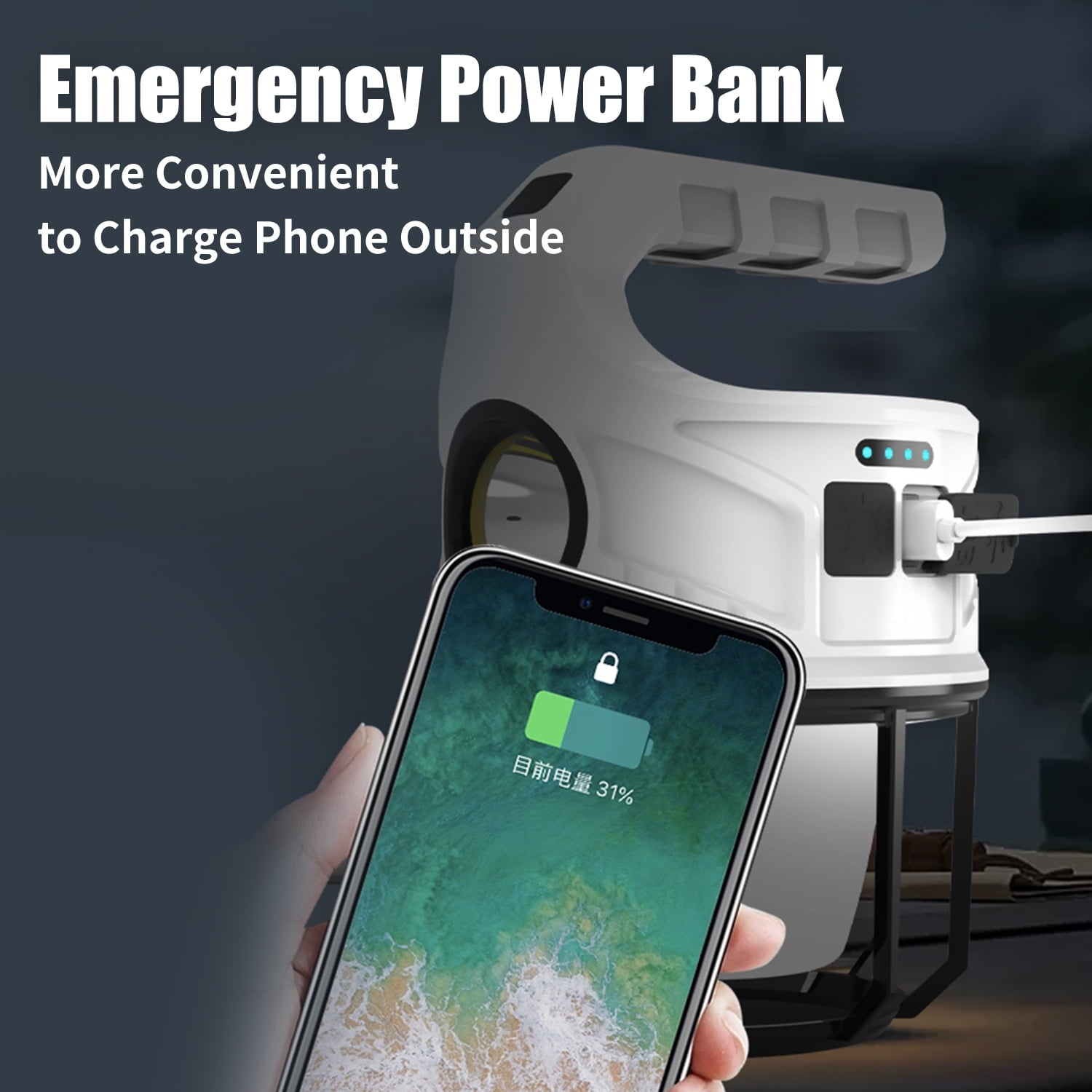 Kepagard Solar Camping Lantern Lamp Rechargeable Flashlight Emergency Light