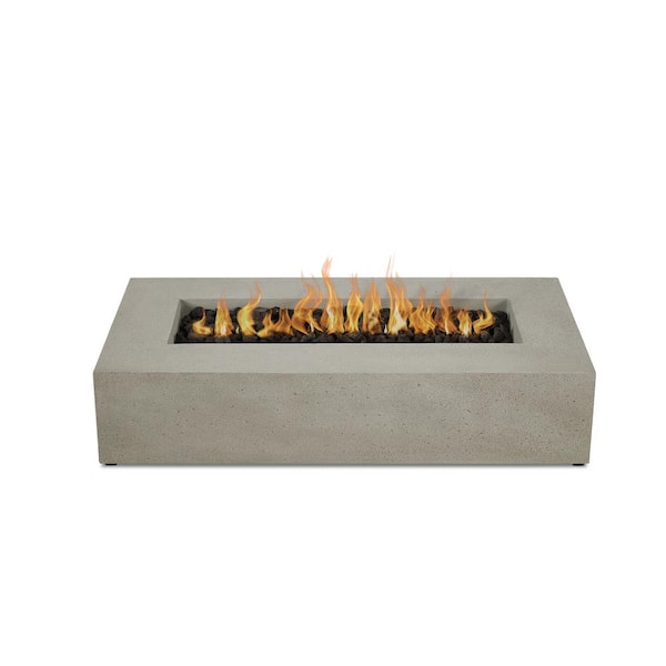 Brookhurst 56 in. L X 13 in. H Outdoor GFRC Liquid Propane Fire Pit in Flint with Lava Rocks