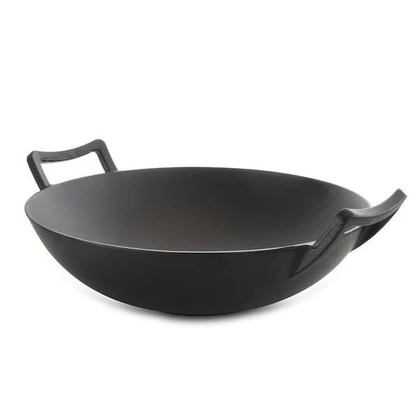 14 in. Heavy Duty Cast Iron Wok with Wood Lid