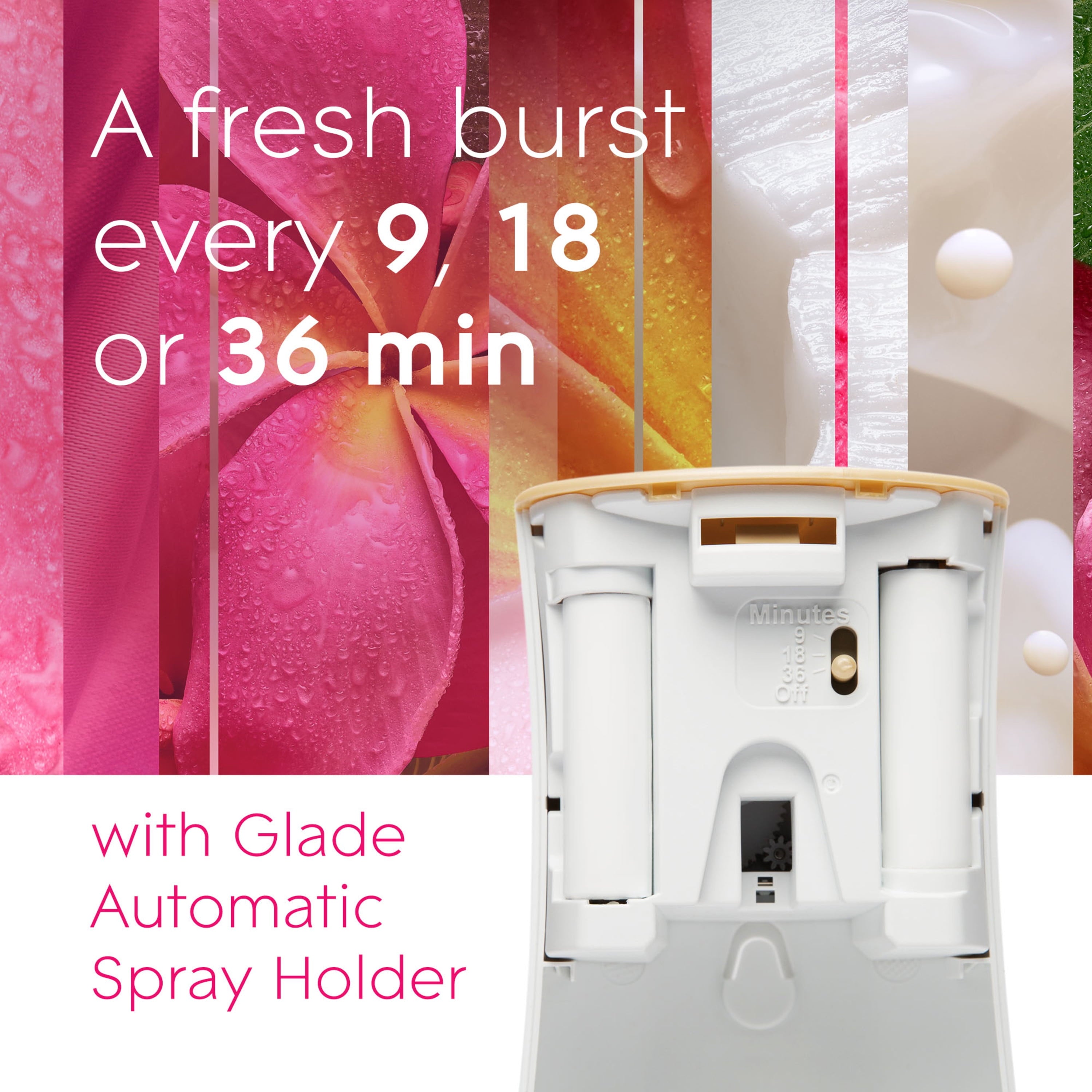 Glade Automatic Spray Refill 2 CT, Exotic Tropical Blossoms, 12.4 OZ. Total, Air Freshener Infused with Essential Oils