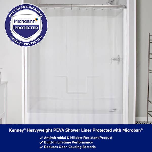 70 in. W x 72 in. H Microban Protected Heavyweight PEVA Shower Curtain Liner in Clear