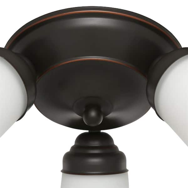 17.5 in. 3-Light Oil-Rubbed Bronze Flush Mount with Bell Shaped Frosted Glass Shades