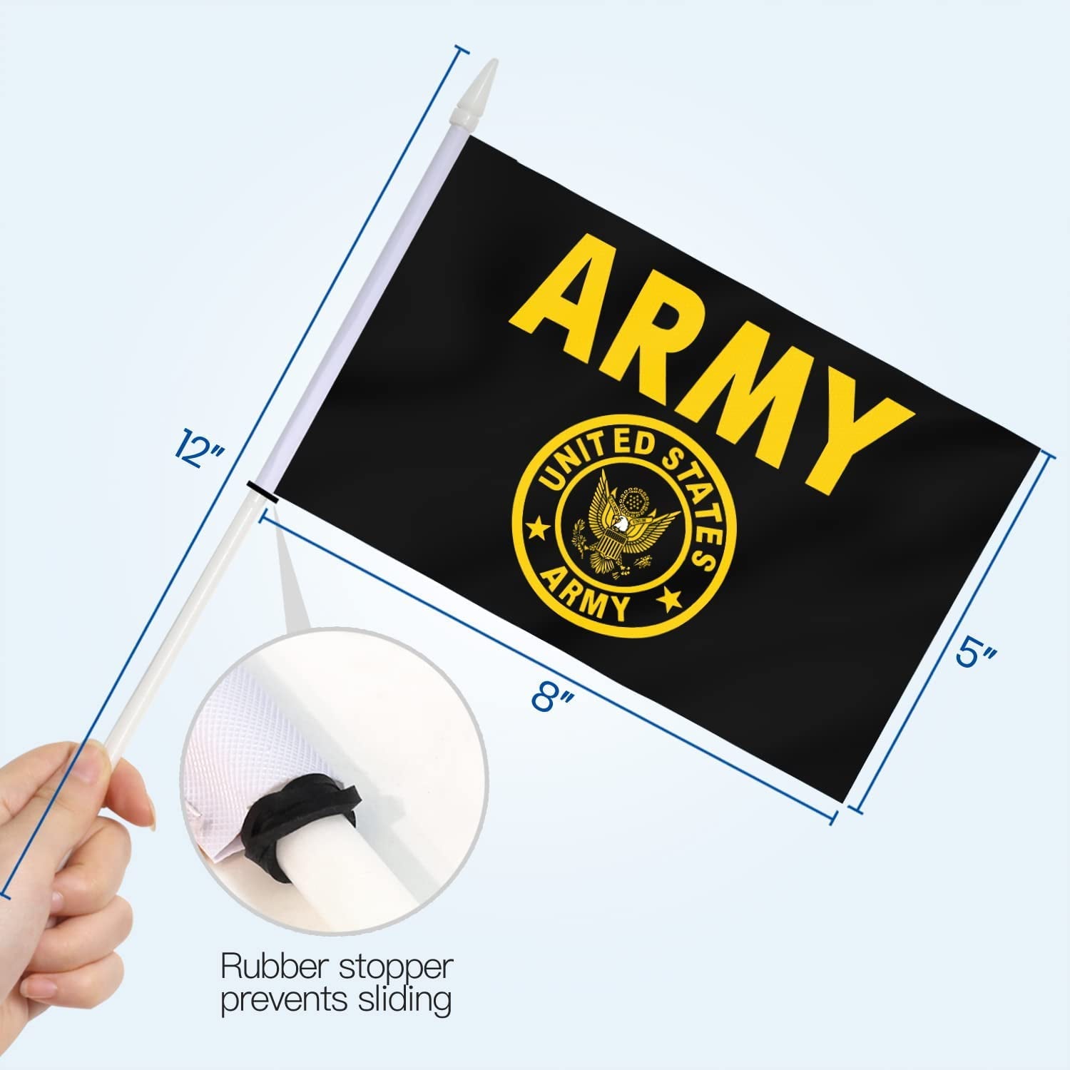 Anley US Army Gold Crest Mini Flag 12 Pack - Hand Held Miniature United States Military Flags