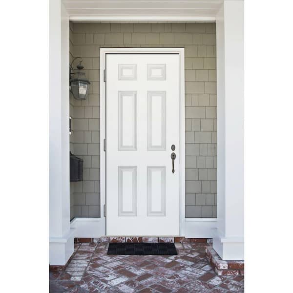 32 in. x 80 in. Element Series 6-Panel White Prime Steel Prehung Front Door with Right-Hand Outswing w/ 4-9/16 in. Frame