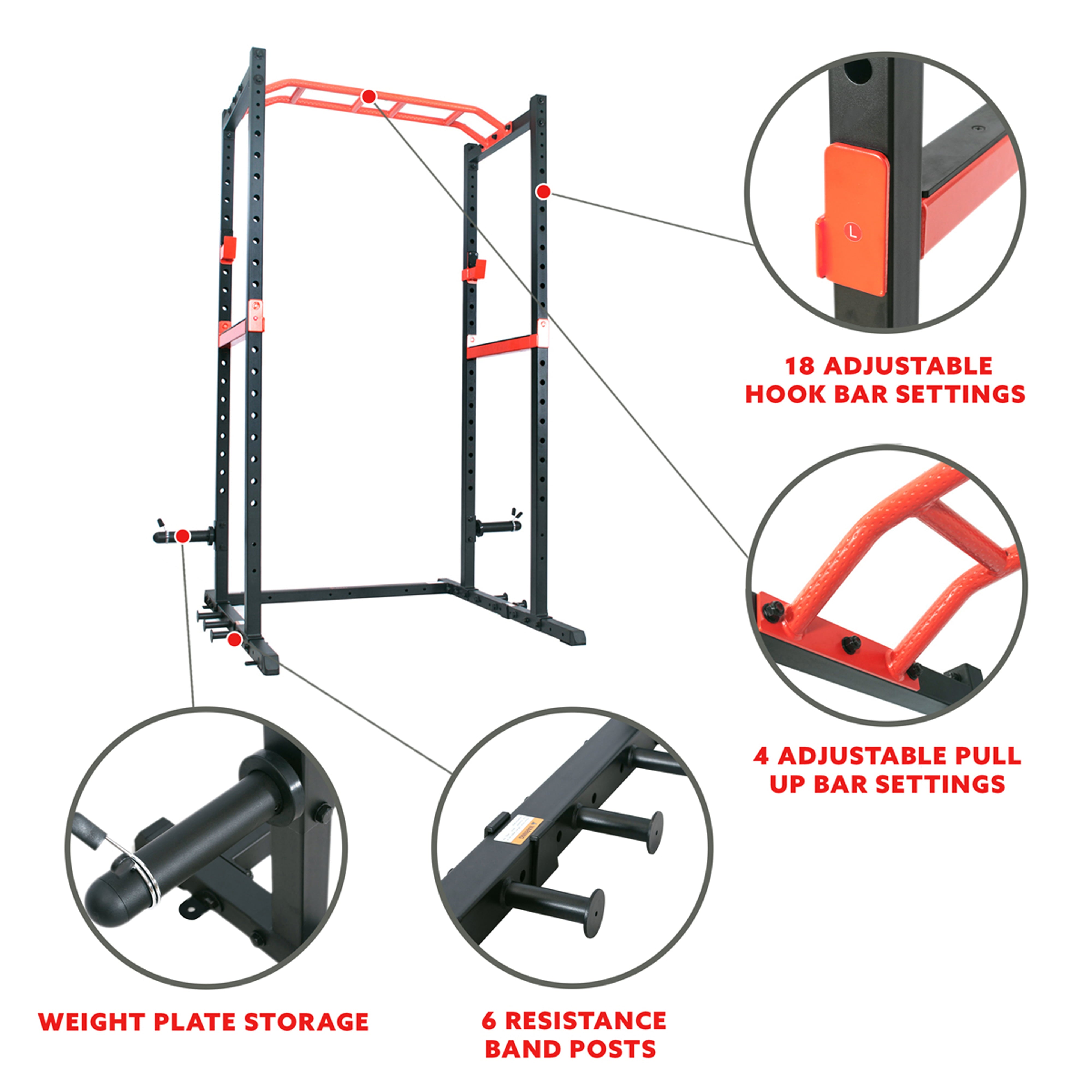 Sunny Health & Fitness Power Zone Power Rack, Home Gym Station Power Cage, Strength Exercise Equipment, SF-XF9925
