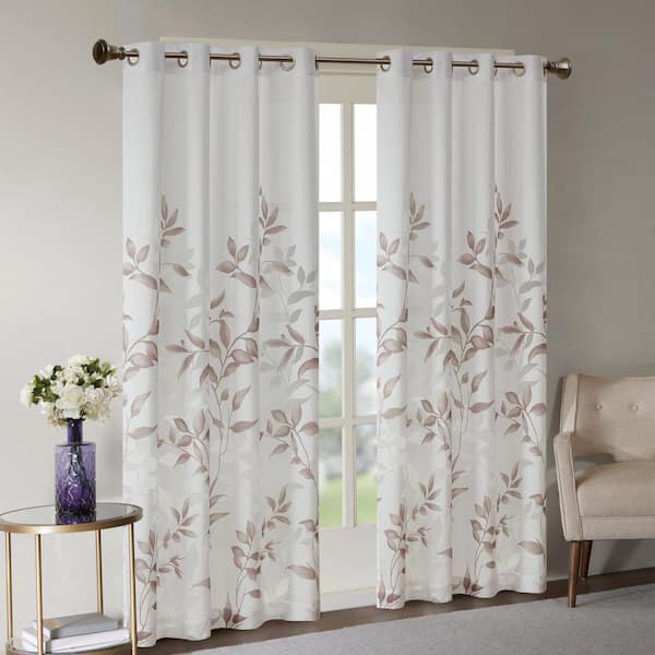 Vera Mauve Rayon/Polyester 50 in. W x 84 in. L Burnout Printed Semi- Sheer Curtain (Single Panel)